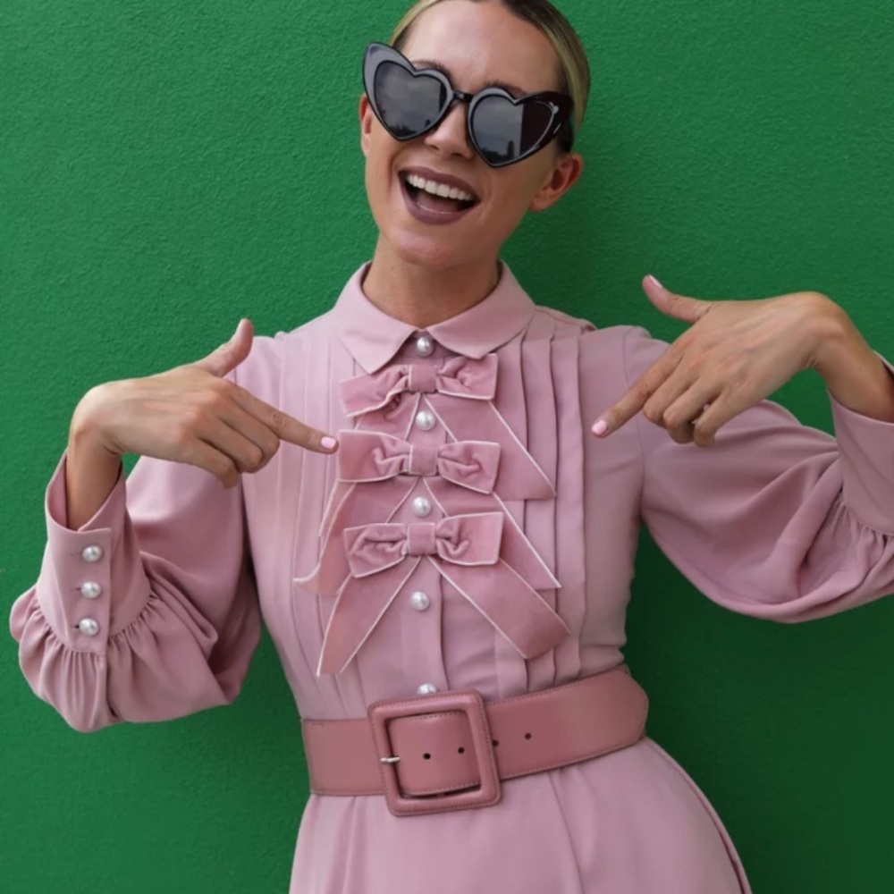 Halogen Pink Ruffle-Front Midi Dress - Picture 2 of 13